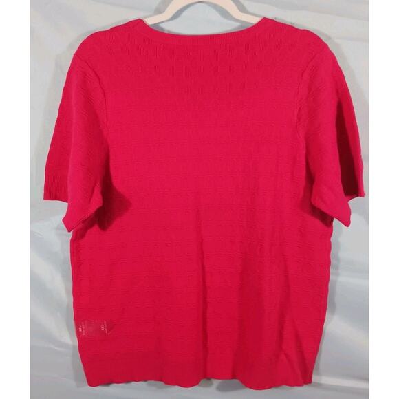 Liz Claiborne Sweater Women's XXL Dark Pink Rose Short Sleeve Lightweight NWT - Picture 10 of 10